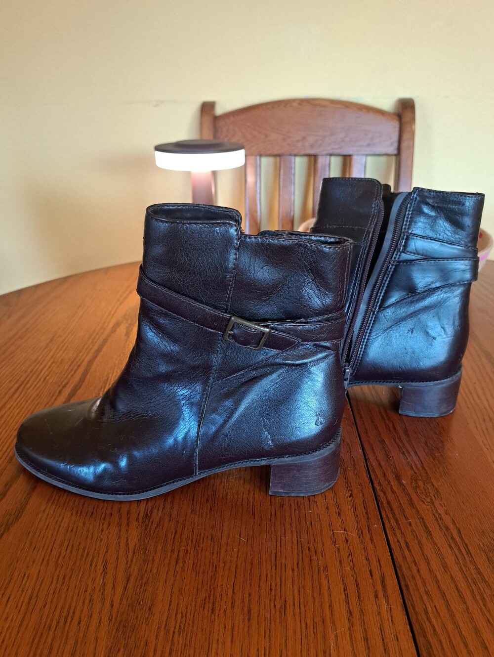 Naturalizer Dark Brown Leather Ankle Booties with Buckle Strap